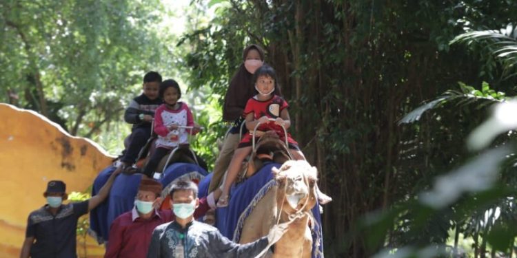Tunggang Onta wahana rekreasi di Kebun Binatang Surabaya